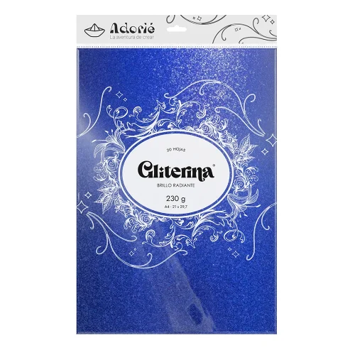 Adorie A4 230 Grs Gliterina Azul X 20 Hojas