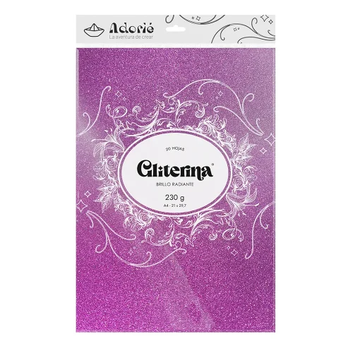 Adorie A4 230 Grs Gliterina Lavanda X 20 Hojas