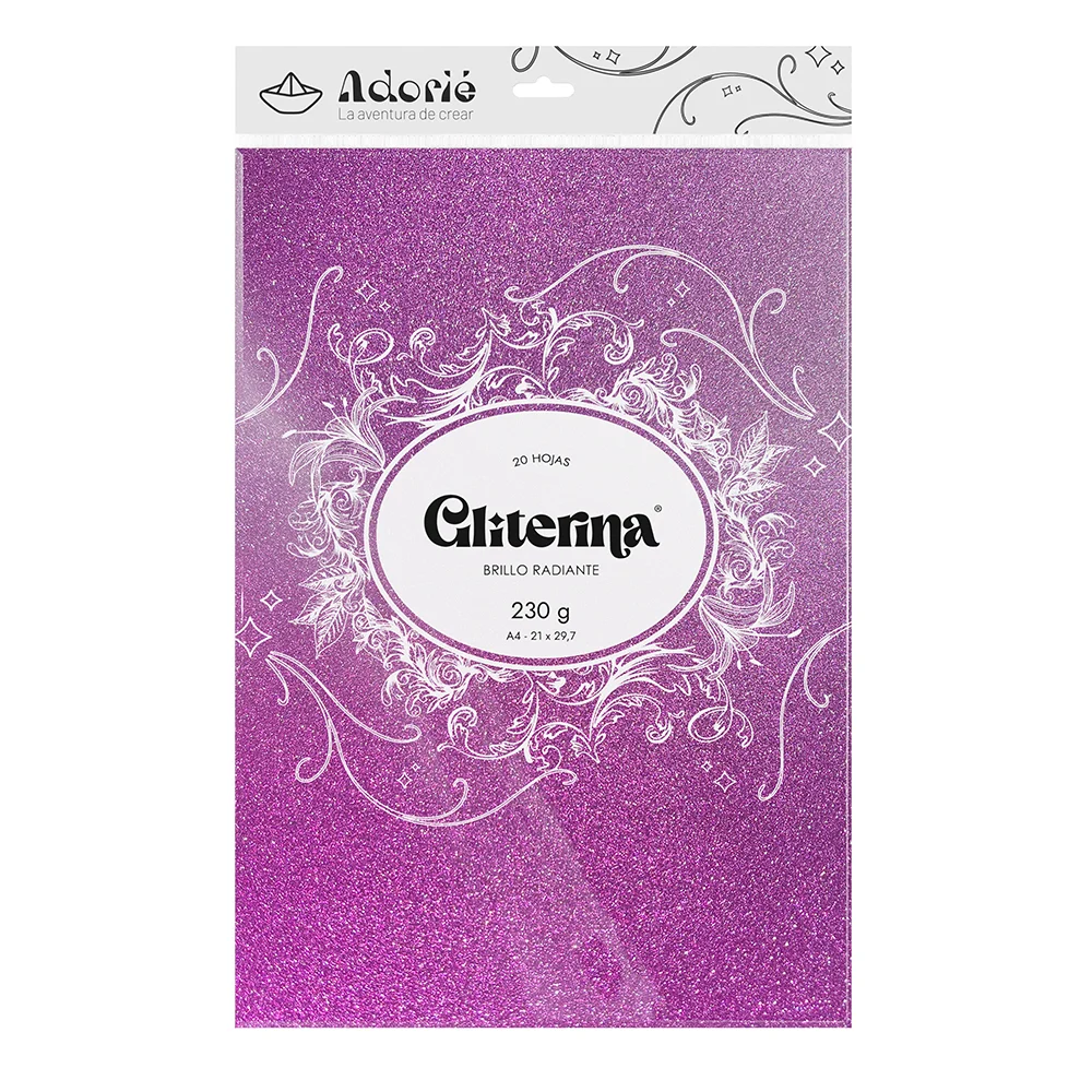 Adorie A4 230 Grs Gliterina Lavanda X 20 Hojas