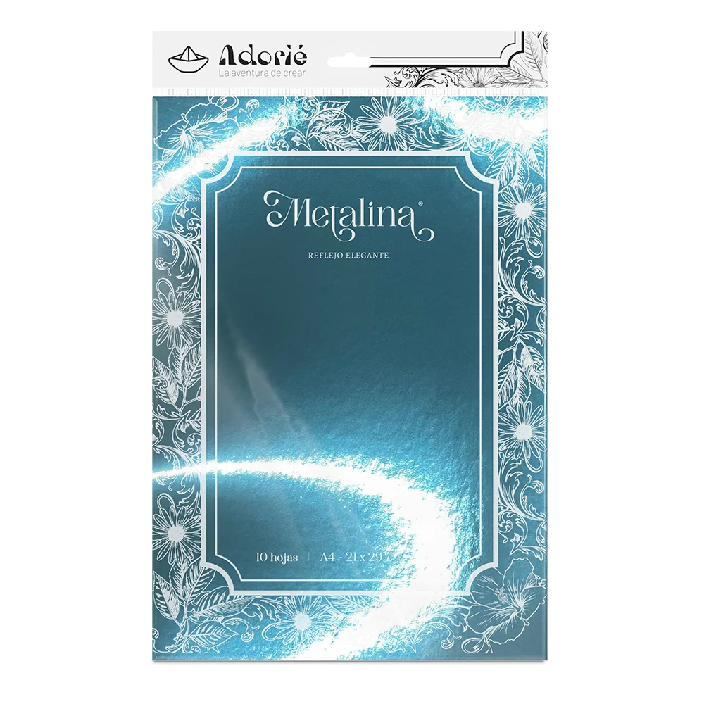 Adorie A4 230 Grs Metalina Turquesa Neptuno X 10 Hojas