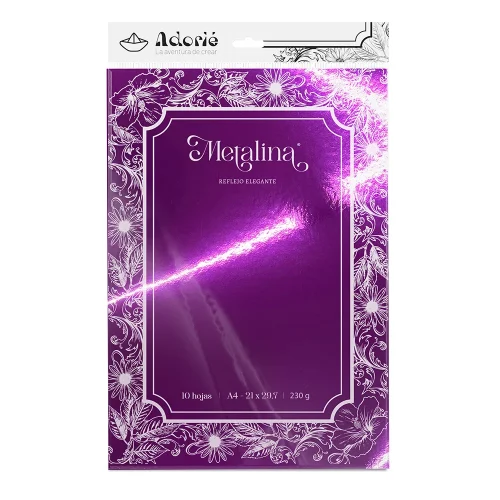 Adorie A4 230 Grs Metalina Violeta Orquidea X 10 Hojas