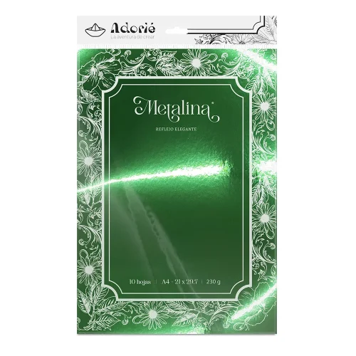 Adorie A4 230 Grs Metalina Verde Palta X 10 Hojas