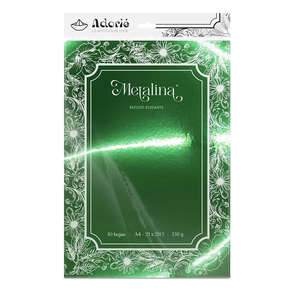 Adorie A4 230 Grs Metalina Verde Palta X 10 Hojas