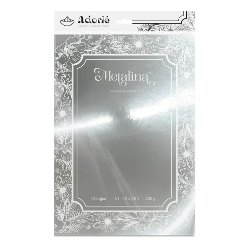 Adorie A4 230 Grs Metalina Platino X 10 Hojas