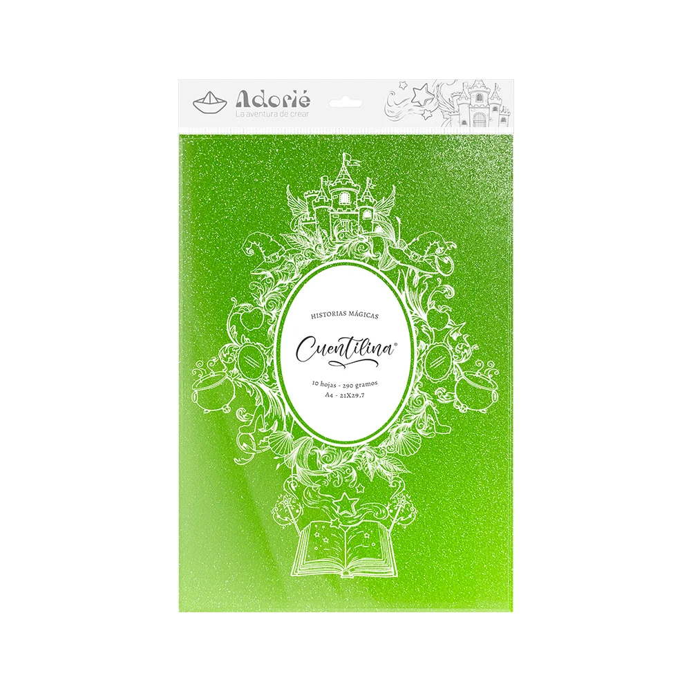 Adorie A4 230 Grs Cuentilina Verde Jardin Reluciente X10 Hojas