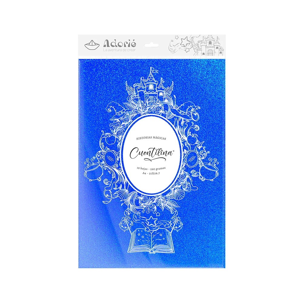 Adorie A4 230 Grs Cuentilina Azul Castillo Luminoso X10 Hojas