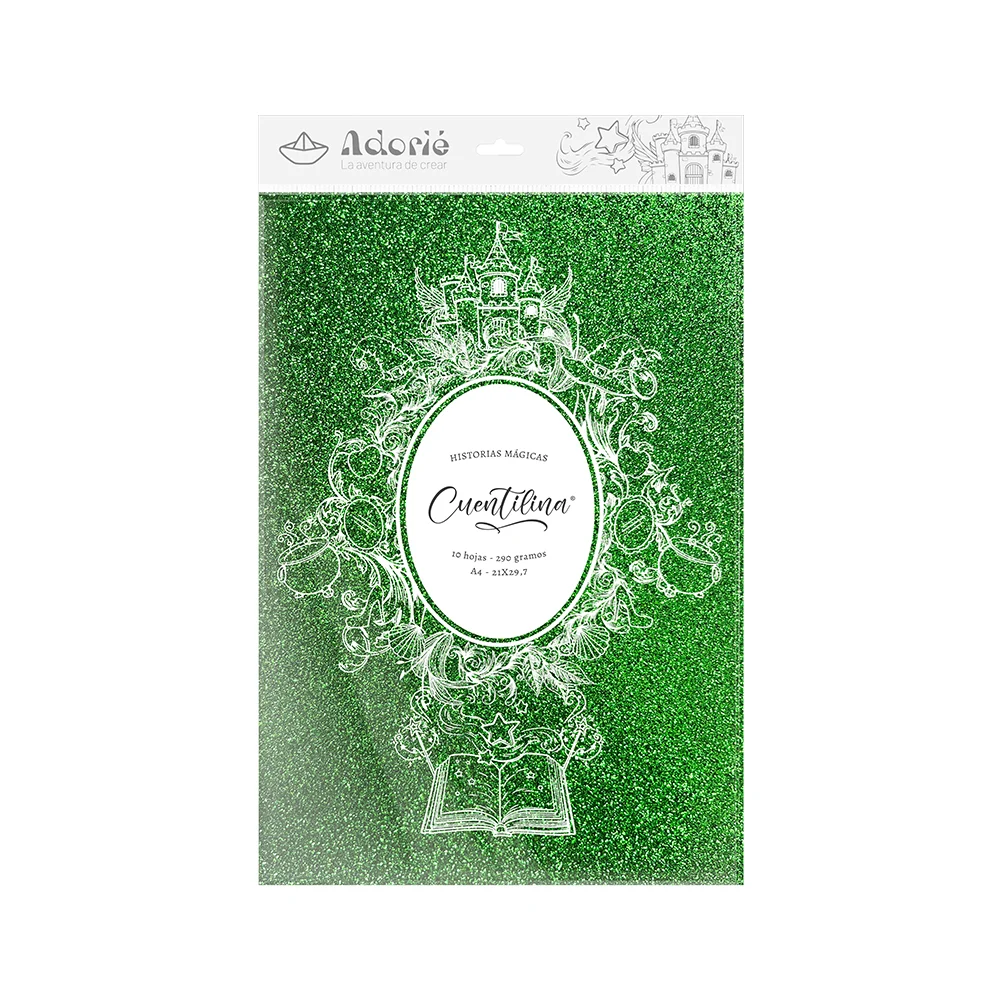 Adorie A4 230 Grs Cuentilina Verde Bosque Encantado X10 Hojas