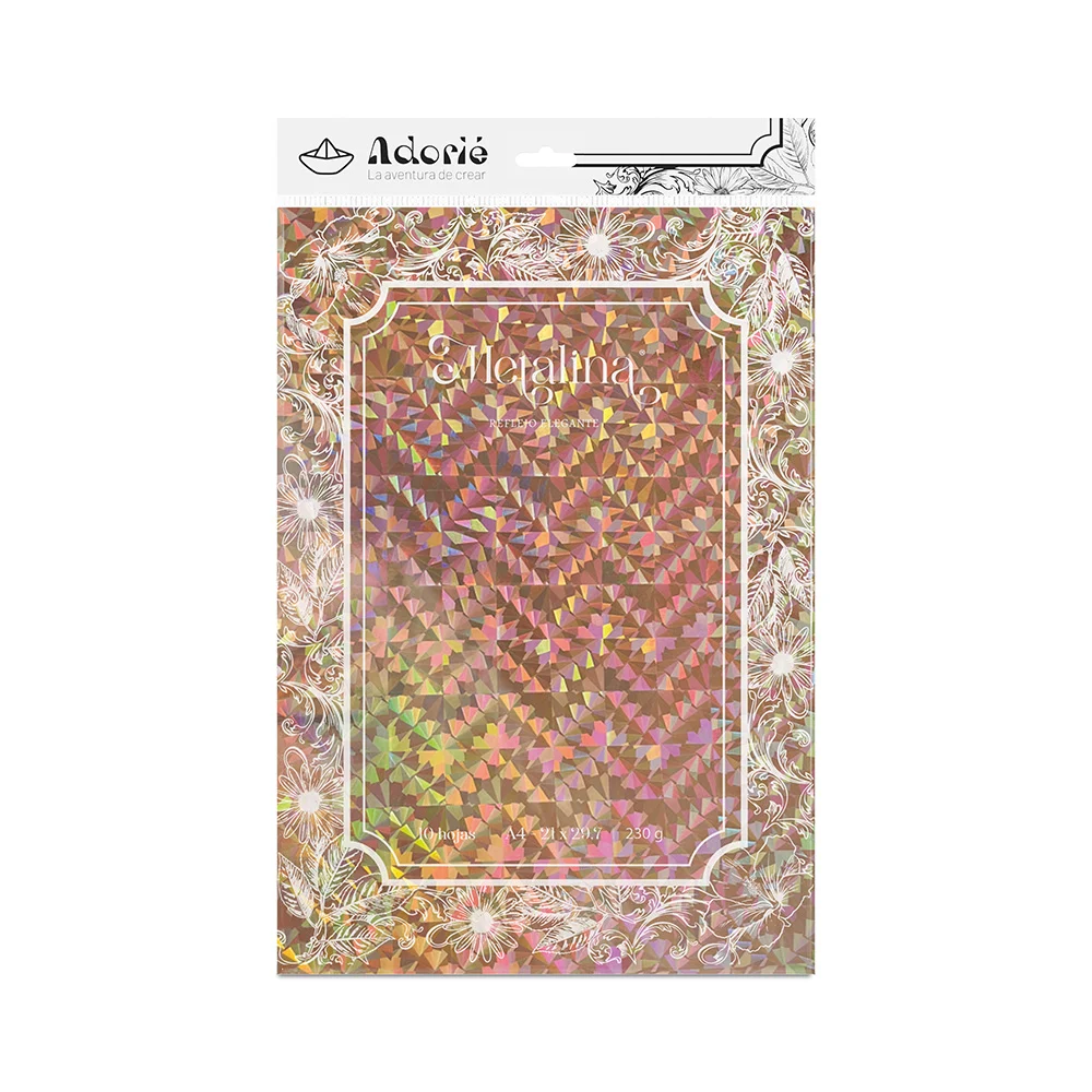 Adorie A4 230 Grs Metalina Diamante Rosa X 10 Hojas