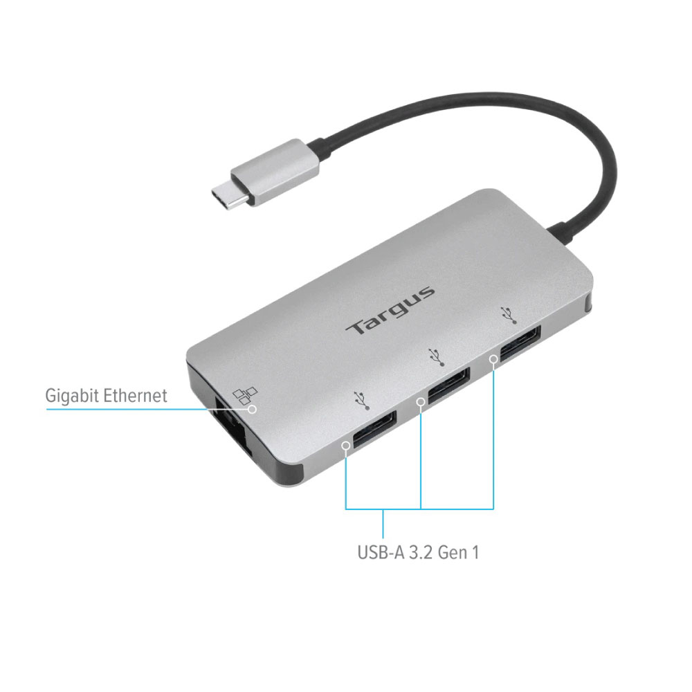 Hub Targus Usb-c Space Gray Puertos Ethernet X 1 + Usb 3.2 X 3