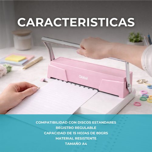 Encuadernadora Global Discos De Expansion A4 Rosa - Imagen 3