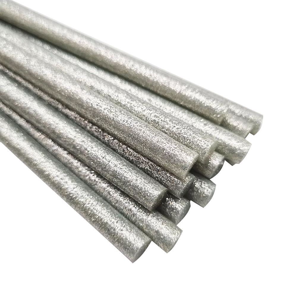 Barra Silicona 7,2mm X 20cm. Gliter Plata X10