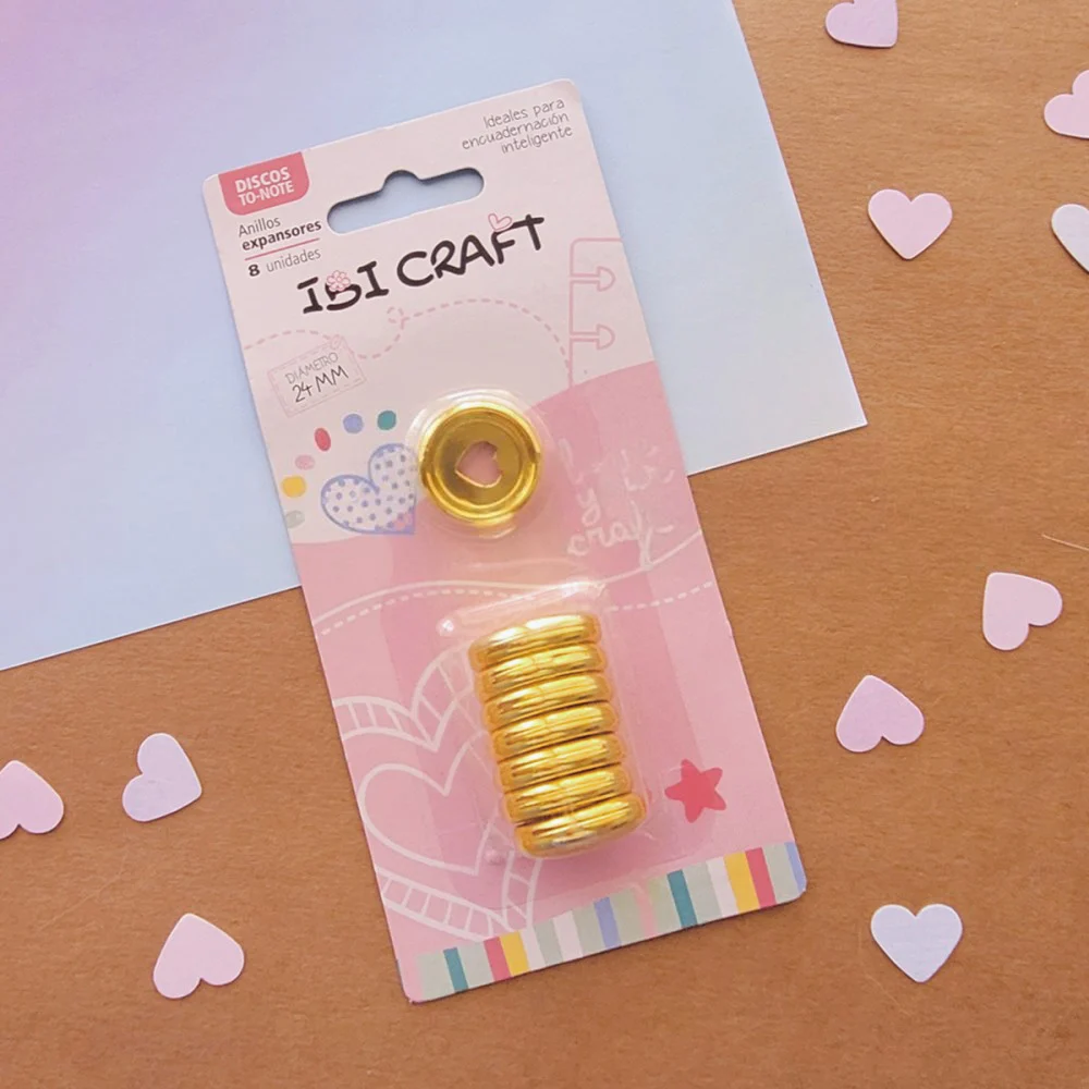 40.25.004_1000-1-1 Discos De Expansion Ibi Craft 24mm Corazon X 8pcs Oro - Imagen 1