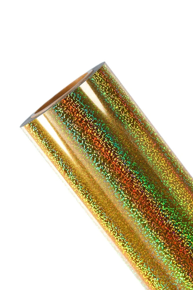 Fh3 Vinilo Termotransferible X 50 Cm Holografico Sparkle Dorado X Metro