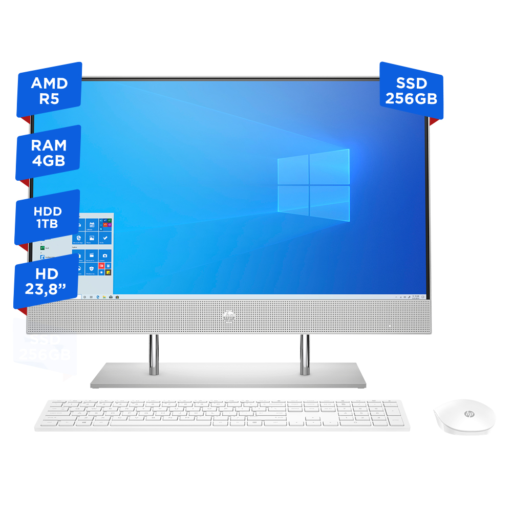 Hp Aio 24-dd0012la Amd R5 4gb 1tb Hdd-256 Ssd 23.8 Windows 10 Home
