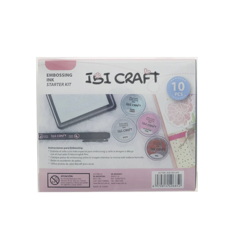 Embossing Set Ibi Craft Marcador Almohadilla Y 8 Frascos X 5 Grs