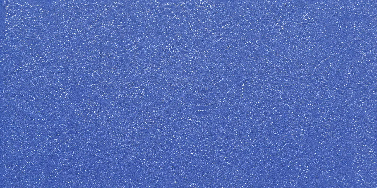 Macro de una hoja azul de Gliterina, con el glitter bajo el film plástico