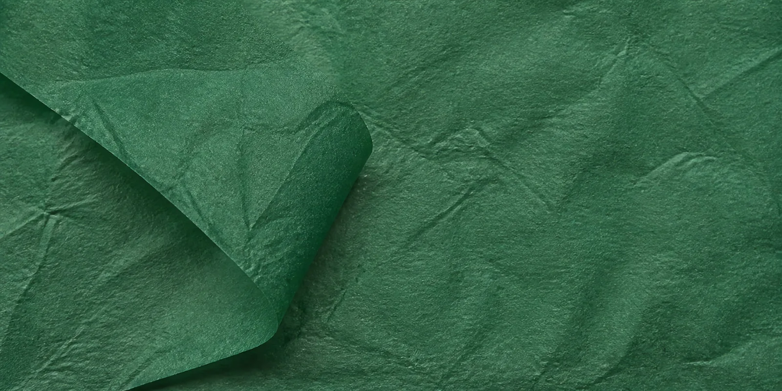 Textura del papel seda verde azulado, con sus arrugas finas y sus pliegues