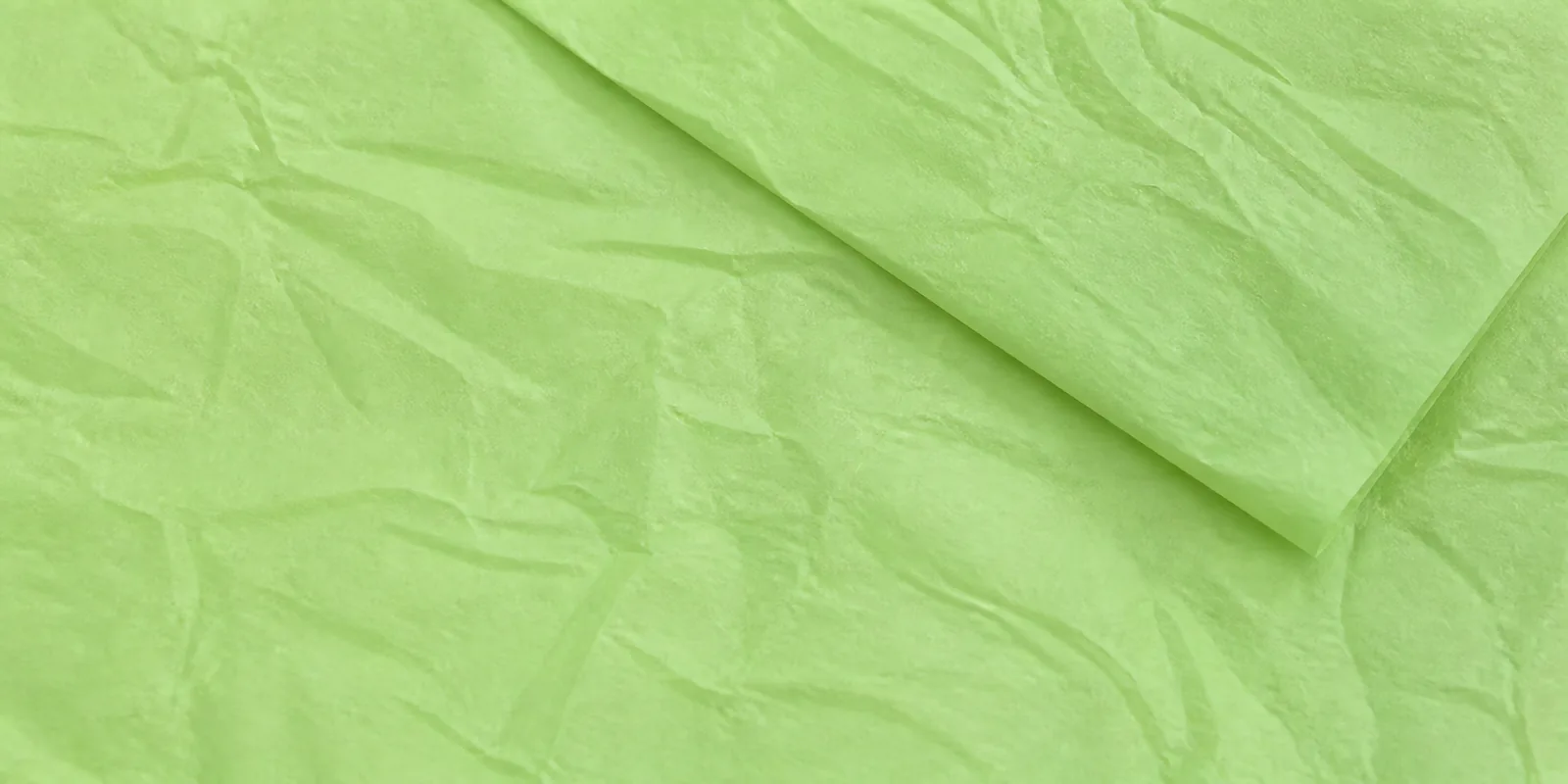 Textura del papel seda verde pastel, con sus arrugas finas y sus pliegues