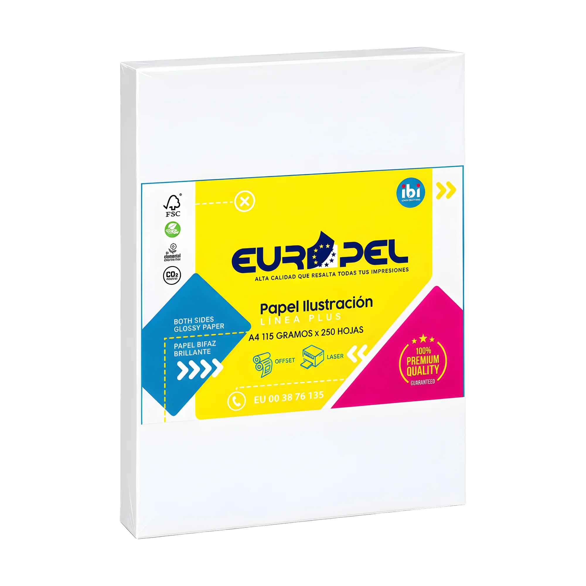 40.16.001_1000-1 Papel Ilustracion Europel A4 115 Grs Glossy X 250 Hojas - Imagen 1