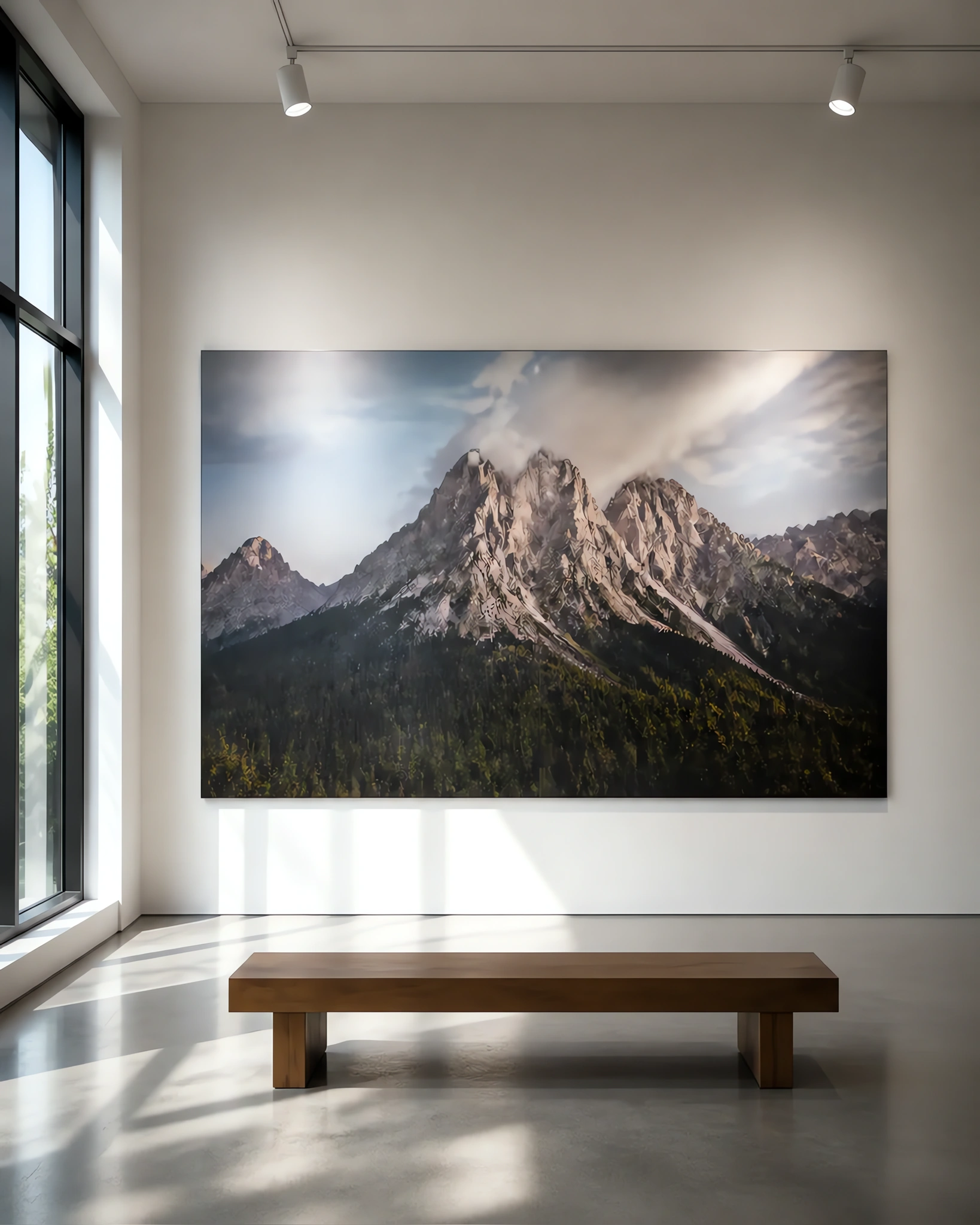 Una ampliación fotográfica grande colgada en una galería