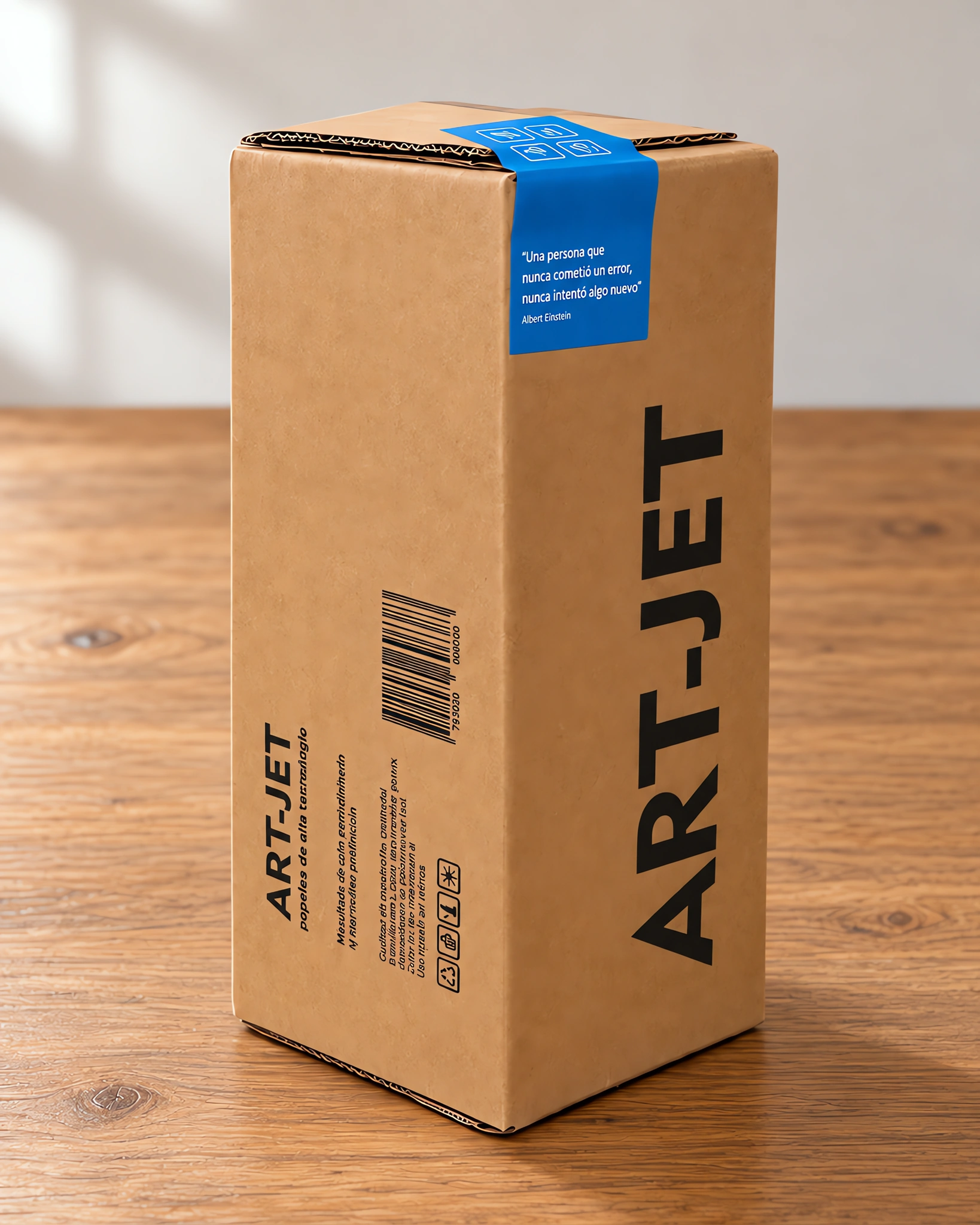Caja de papel en rollo para sublimar de 33 cm × 100 m, sobre la mesa de trabajo