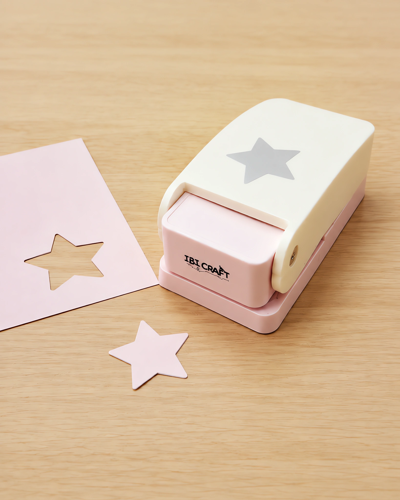 Perforadora Super Punch de Estrella sobre la mesa, con el recorte delante
