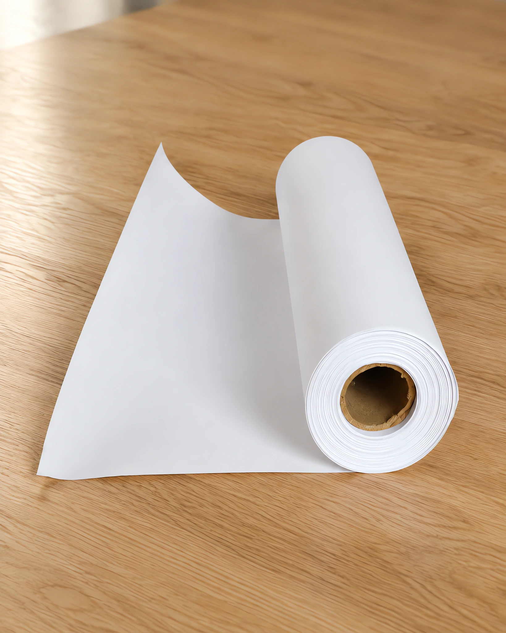 Rollo de papel para sublimar {COLOR}, sobre la mesa de trabajo