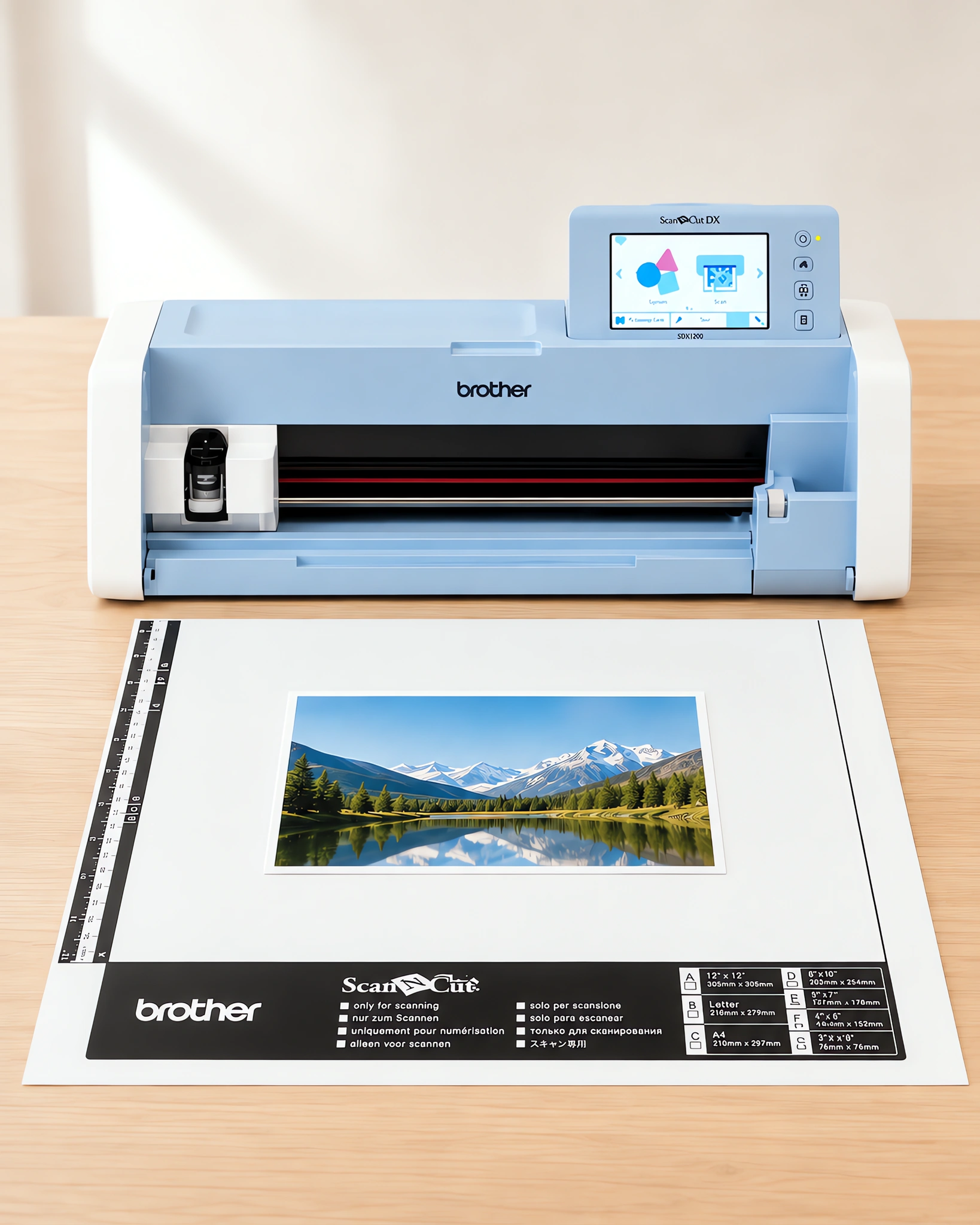 El tapete de escaneo de la serie anterior con una foto, sobre la mesa