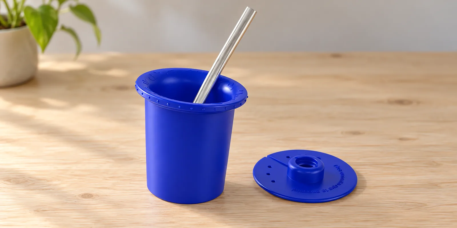 Parte interna de mate azul eléctrico, con su bombilla y su disco