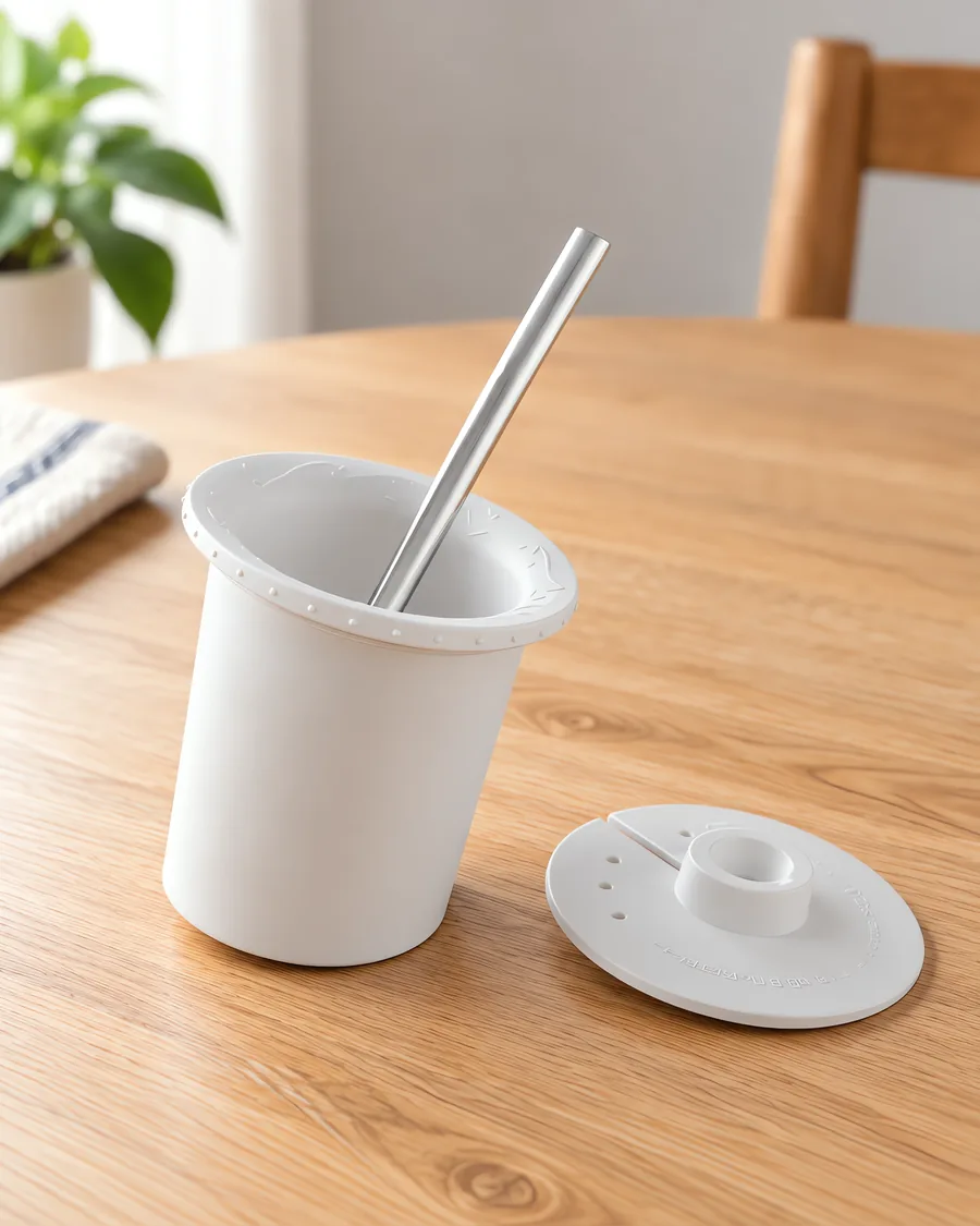 Parte interna de mate blanco, con su bombilla y su disco