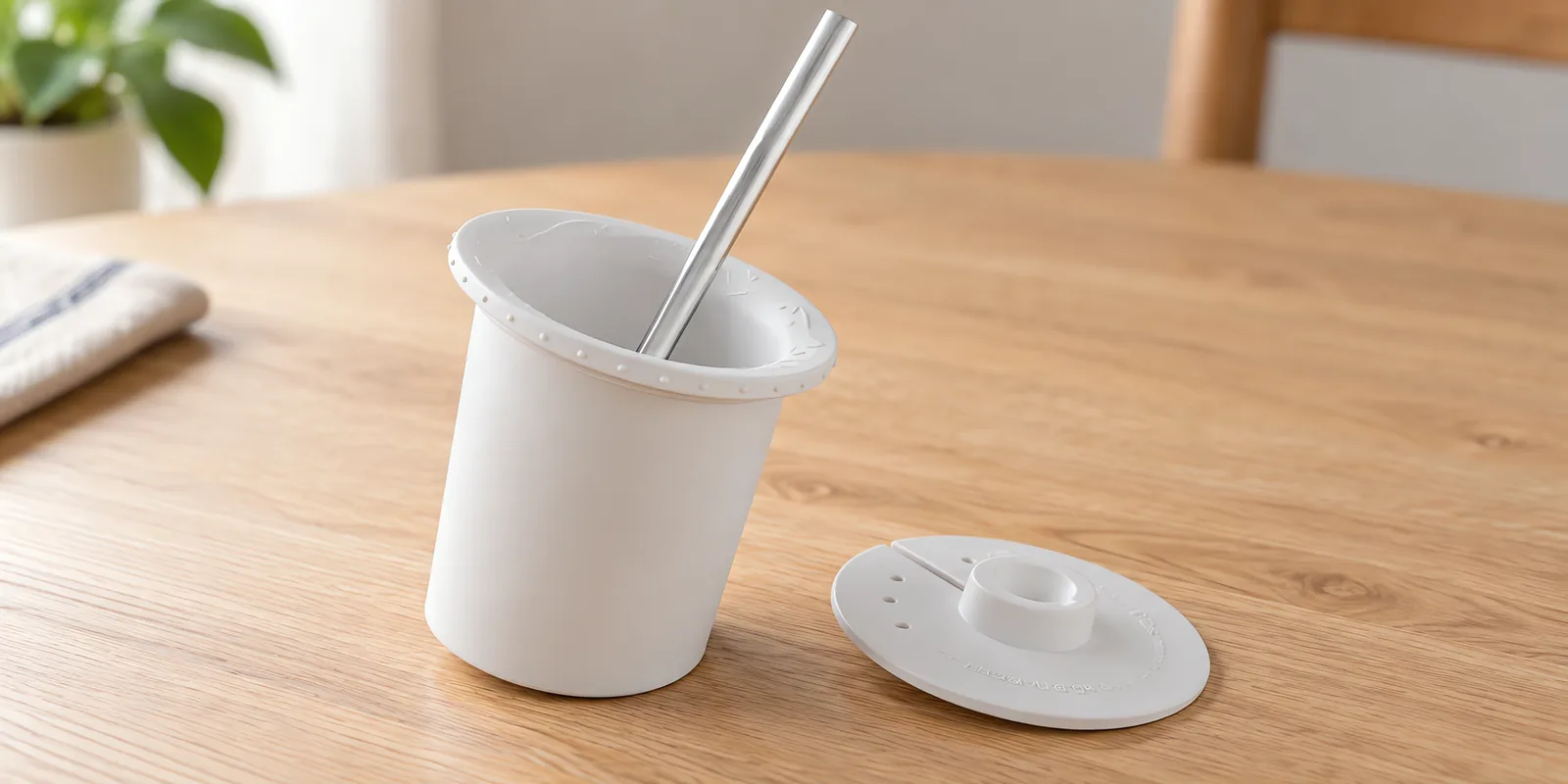 Parte interna de mate blanco, con su bombilla y su disco