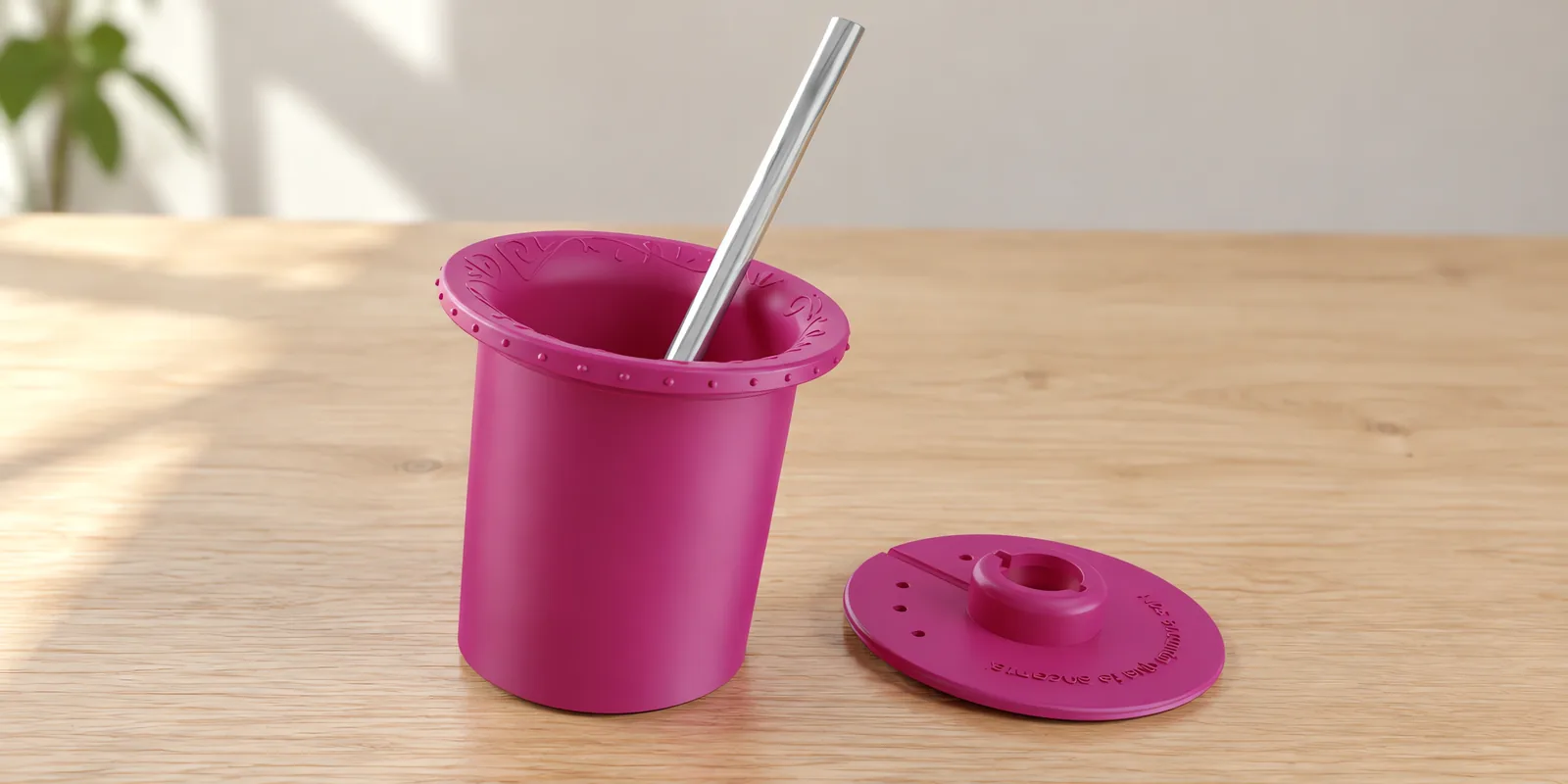 Parte interna de mate fucsia glam, con su bombilla y su disco