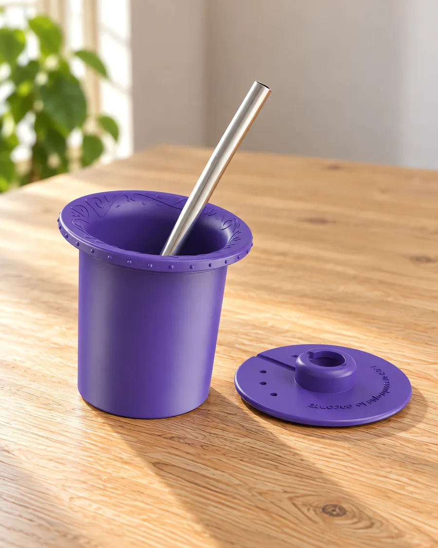 Parte interna de mate mora púrpura, con su bombilla y su disco