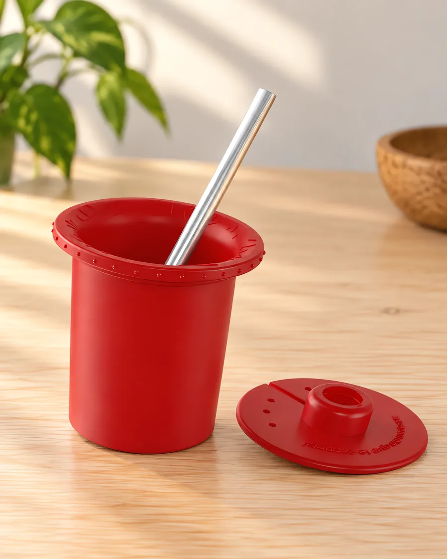 Parte interna de mate rojo, con su bombilla y su disco
