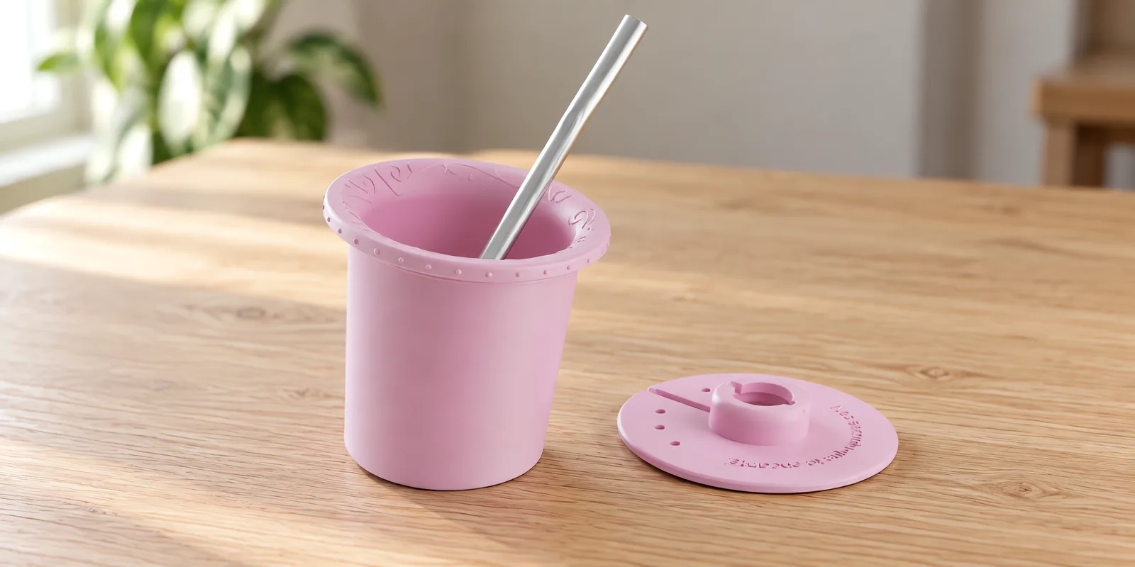Parte interna de mate rosa candy, con su bombilla y su disco