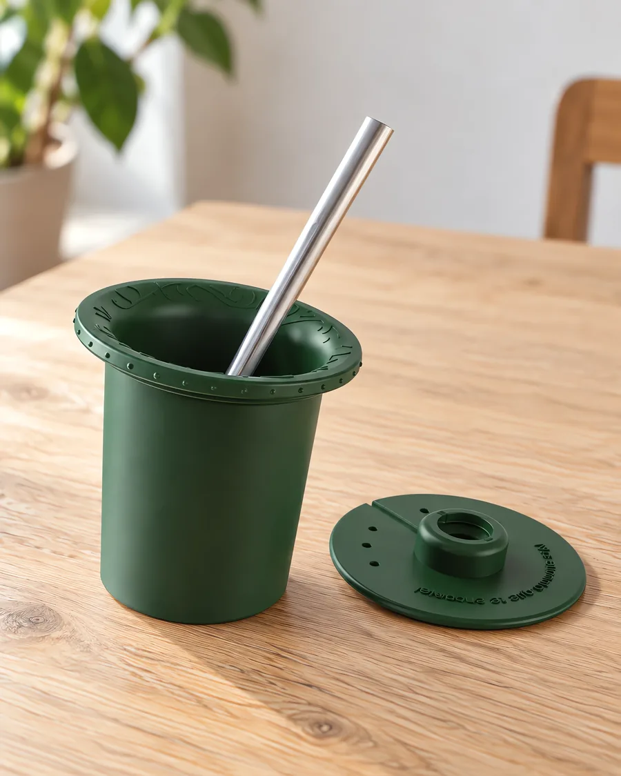 Parte interna de mate verde inglés, con su bombilla y su disco