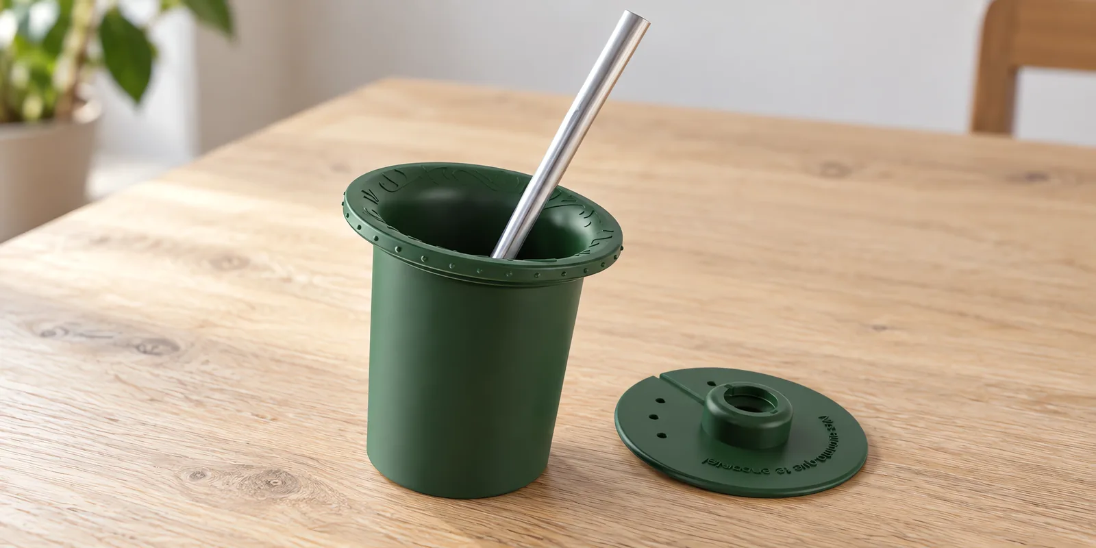 Parte interna de mate verde inglés, con su bombilla y su disco
