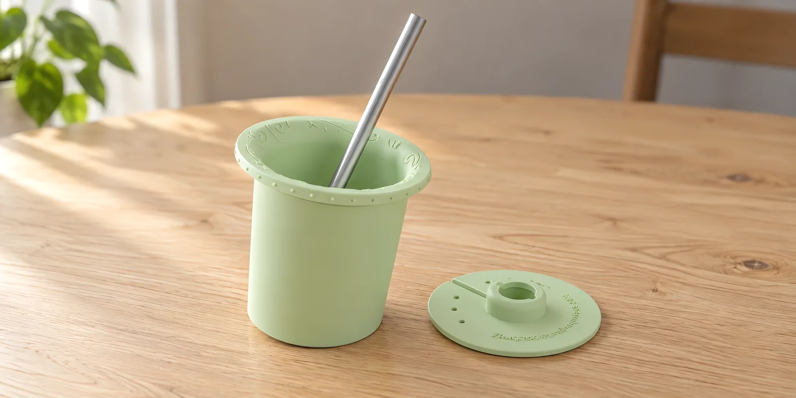 Parte interna de mate verde kiwi, con su bombilla y su disco