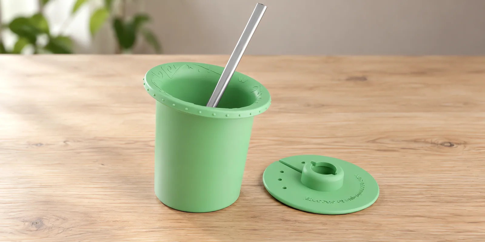 Parte interna de mate verde manzana, con su bombilla y su disco