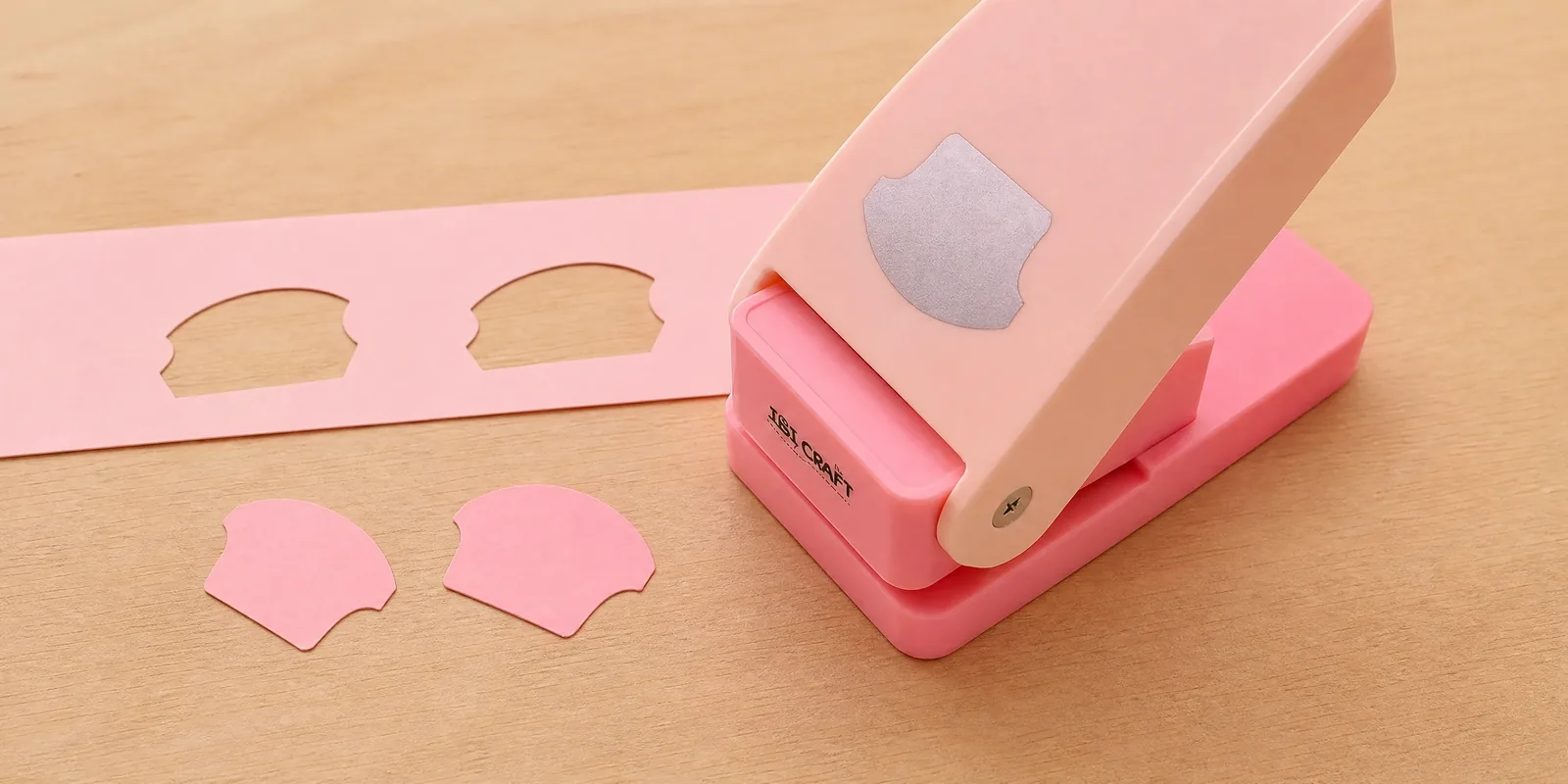 Perforadora Super Punch de Tabulador sobre la mesa, con el recorte delante