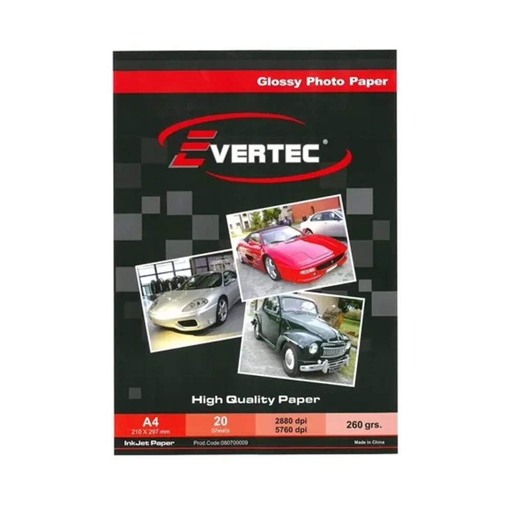 Evertec A4 260 Grs Fotografico Glossy X 20 Hojas