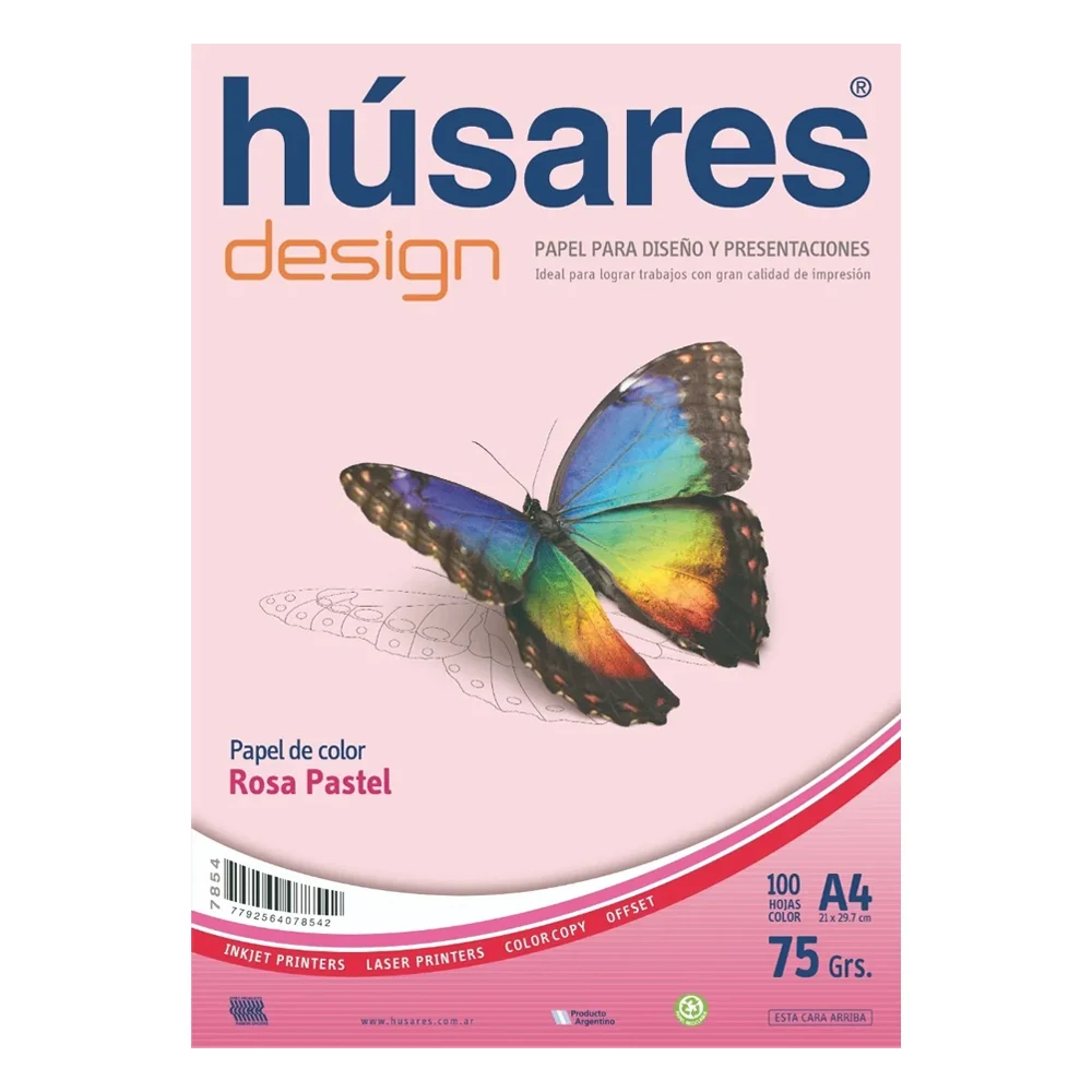 Husares Design Mate A4 75 Grs Rosa Pastel X 100 Hojas