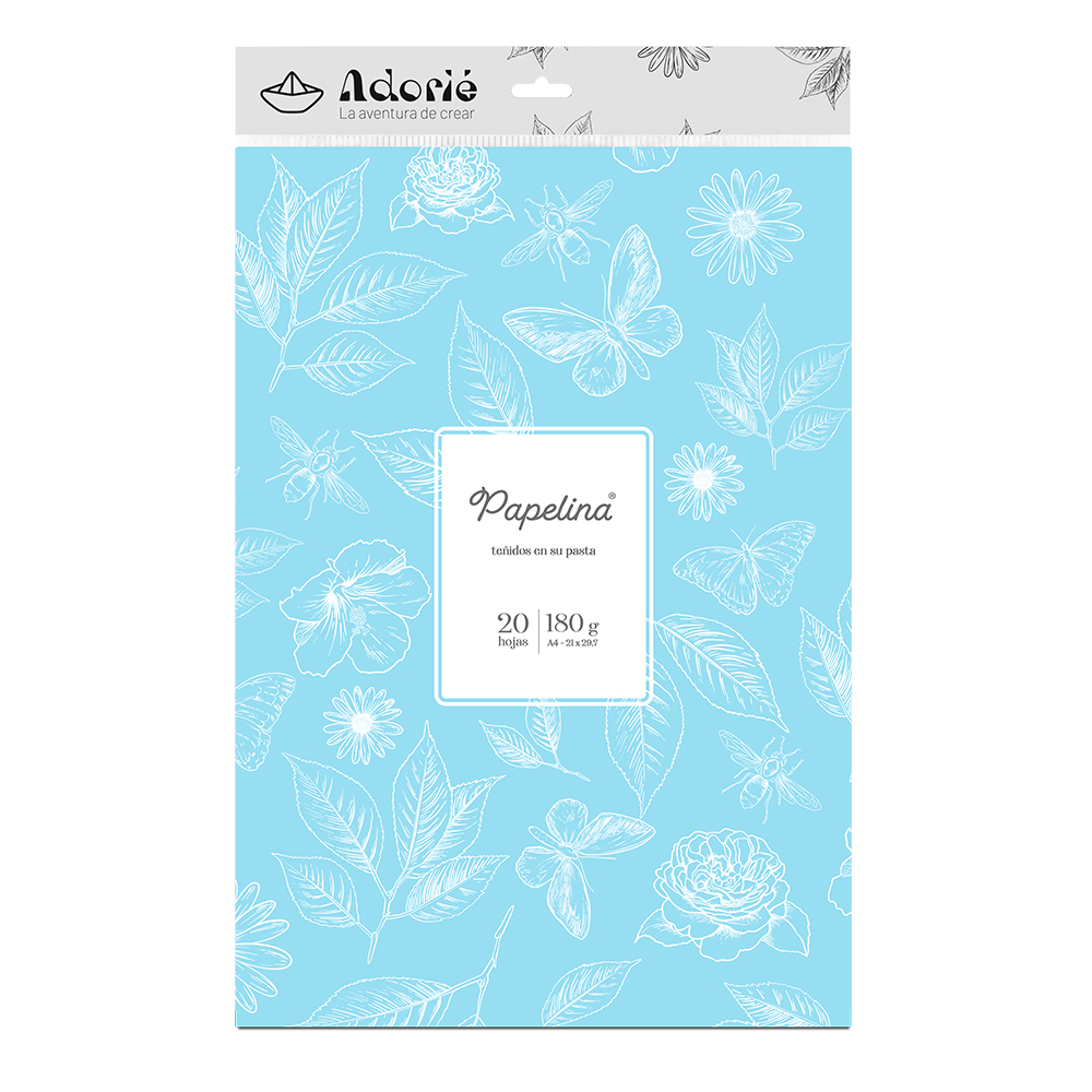 Adorie A4 180 Grs Papelina Celeste Pastel X 20 Hojas