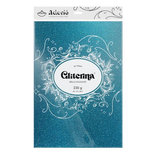 Adorie A4 230 Grs Gliterina Celeste X 20 Hojas