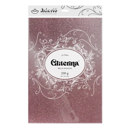 Adorie A4 230 Grs Gliterina Rosa Champagne X 20 Hojas