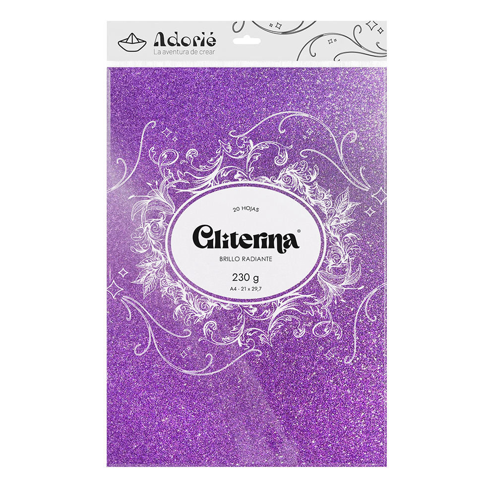 Adorie A4 230 Grs Gliterina Violeta X 20 Hojas