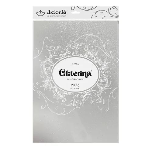 Adorie A4 230 Grs Gliterina Blanco X 20 Hojas