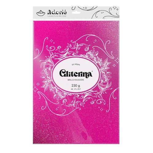 Adorie A4 230 Grs Gliterina Rosa Neon X 20 Hojas
