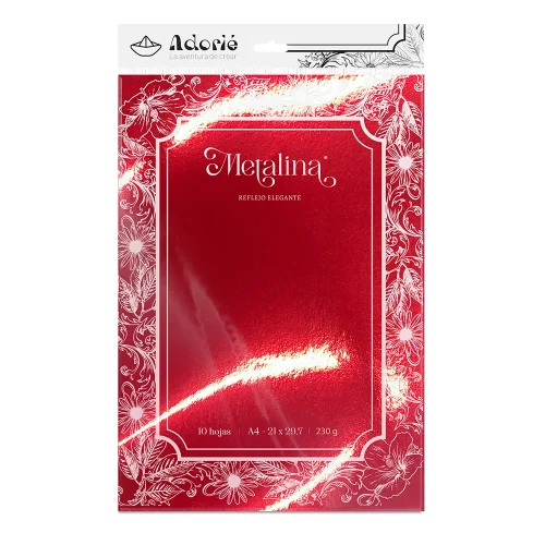 Adorie A4 230 Grs Metalina Rojo Navidad X 10 Hojas
