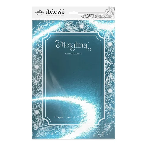 Adorie A4 230 Grs Metalina Turquesa Neptuno X 10 Hojas